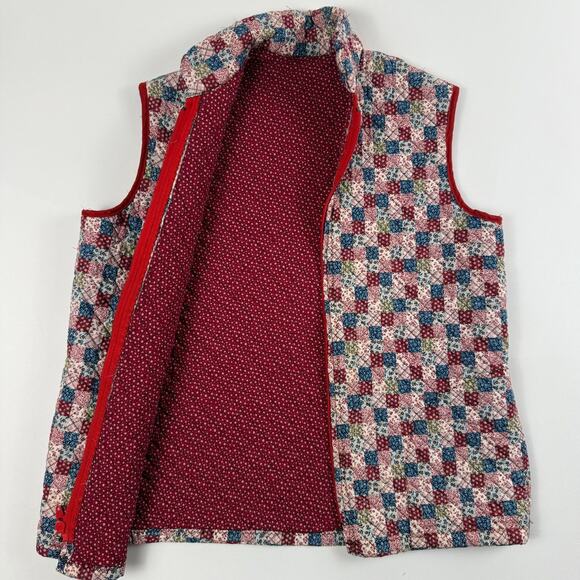 Vintage Handmade Quilted Cottage Grandma Red Quilt Vest W/ Pockets Size Small - Picture 3 of 8